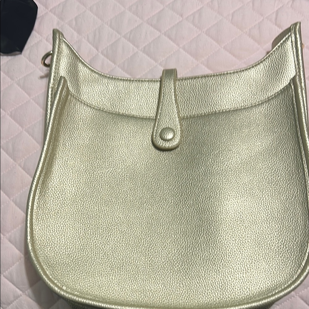 Ah.Dorned large gold crossbody. Never used w/black and gold striped strap.